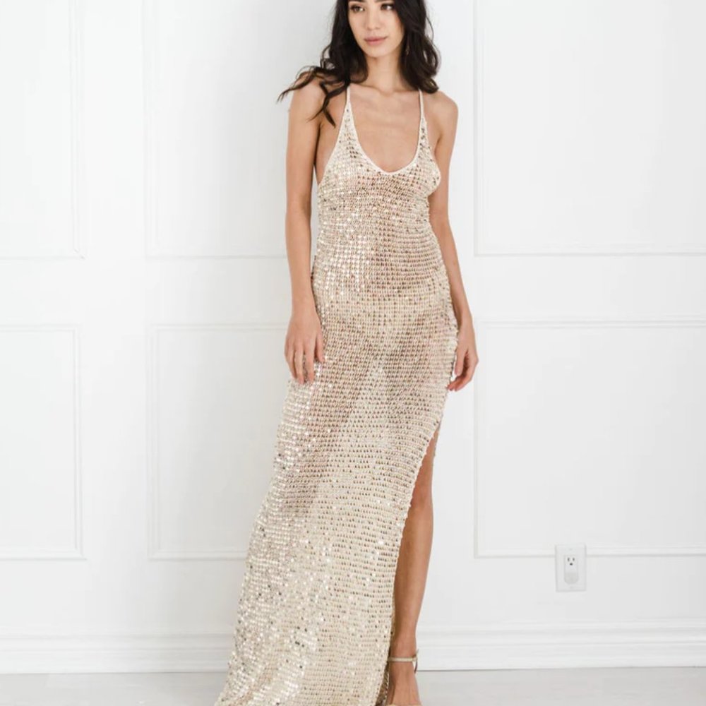 Marie Gold Sequin Dress retrofete XS/S
